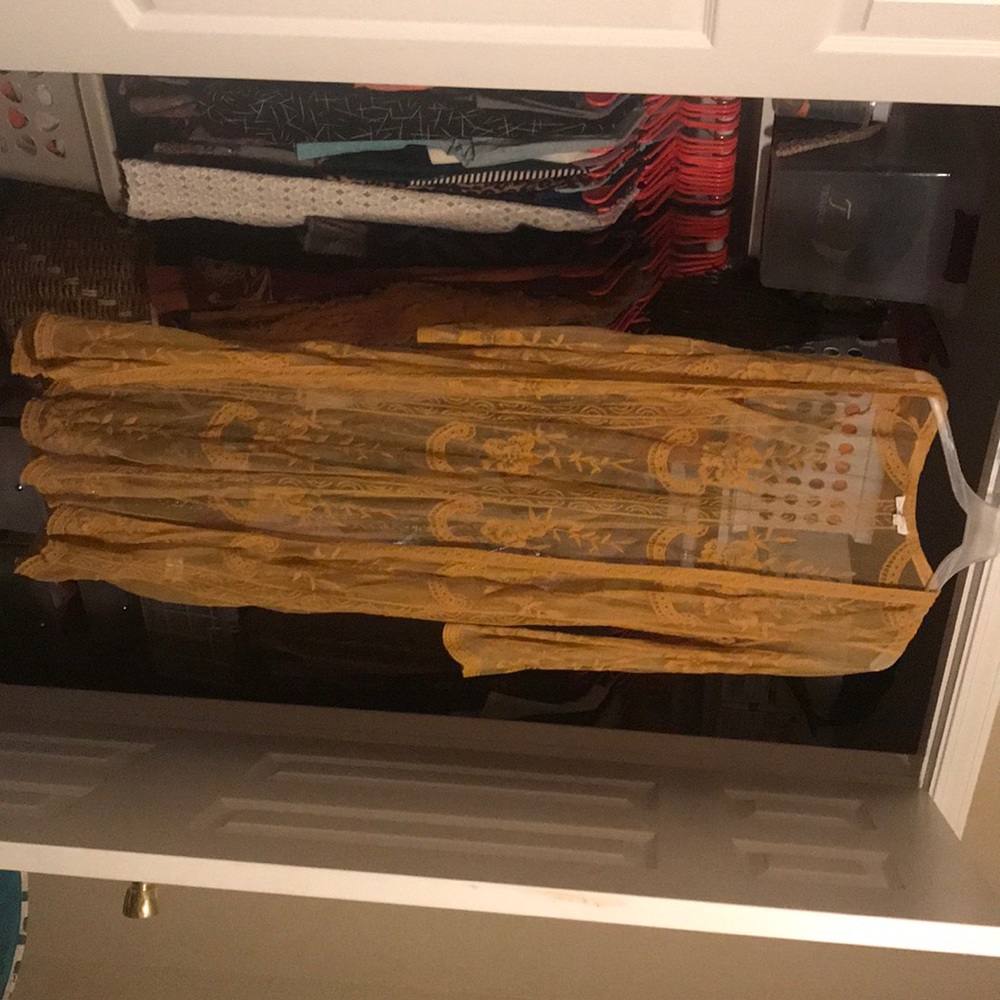 Mustard yellow lace duster